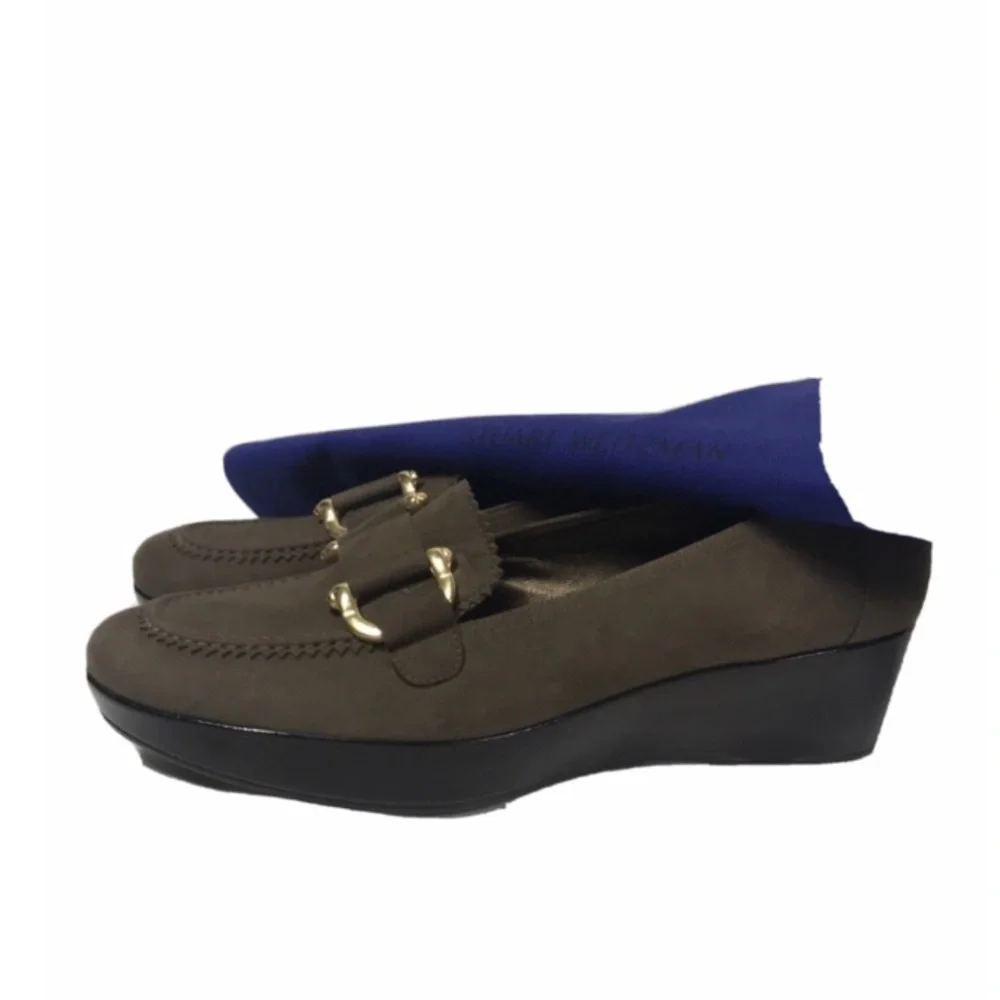 New! STUART WEITZMAN Suede Wedge Loafers